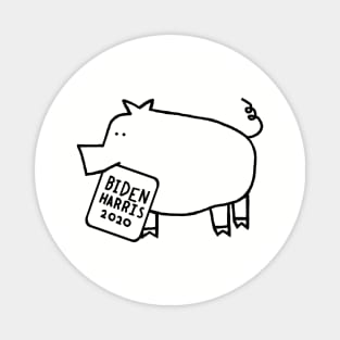 Cute Pig with Biden Harris Sign Outline Magnet